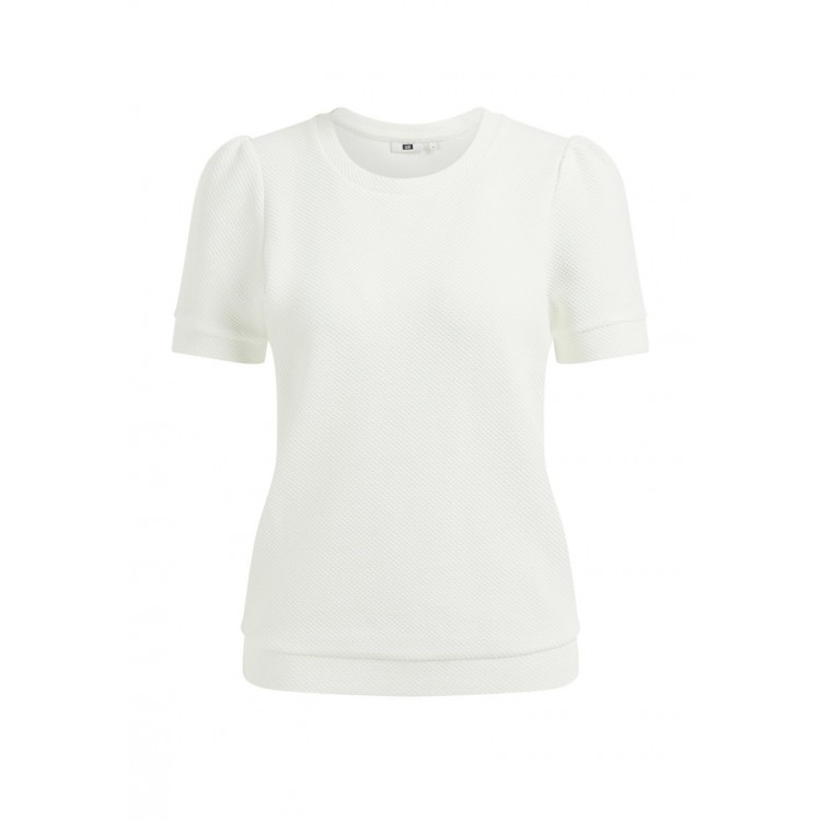 Kobiety T SHIRT TOP | WE Fashion MET STRUCTUUR - T-shirt basic - white/mleczny - LU11024