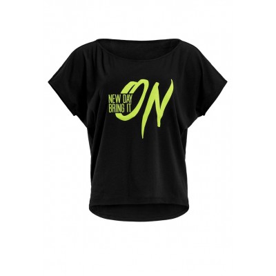 Kobiety T_SHIRT_TOP | Winshape MCT002 ULTRA LIGHT  - T-shirt z nadrukiem - black/glitter/neon yellow/czarny - NY36773