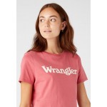 Kobiety T SHIRT TOP | Wrangler REGULAR TEE - T-shirt z nadrukiem - holly berry/łososiowy - YO95428