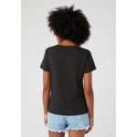 Kobiety T SHIRT TOP | Wrangler SLIM TEE - T-shirt z nadrukiem - faded black/czarny - UA19320