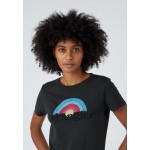 Kobiety T SHIRT TOP | Wrangler SLIM TEE - T-shirt z nadrukiem - faded black/czarny - UA19320