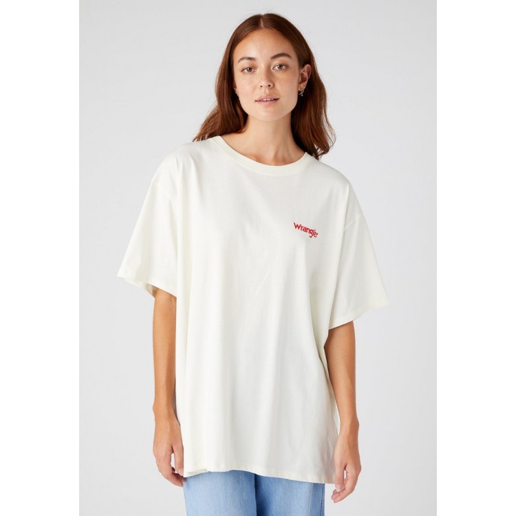 Kobiety T SHIRT TOP | Wrangler T-shirt z nadrukiem - ivory/biały - NU74161