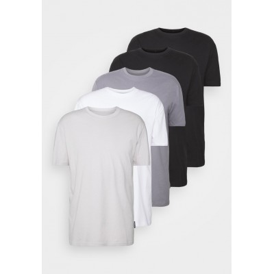 Kobiety T_SHIRT_TOP | YOURTURN 5 PACK UNISEX - T-shirt basic - black/white/dark grey/czarny - QN11180
