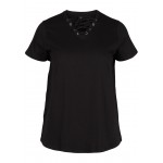Kobiety T SHIRT TOP | Zizzi T-shirt basic - black/czarny - YQ02014