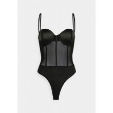 Kobiety T_SHIRT_TOP | Missguided Petite MIX CORSET BODYSUIT - Body - black/czarny - EL25533