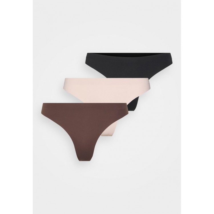 Kobiety UNDERPANT | ONLY ONLTRACY BONDED THONG 3 PACK - Stringi - sepia rose/black/coffee/jasnoróżowy - CM52309