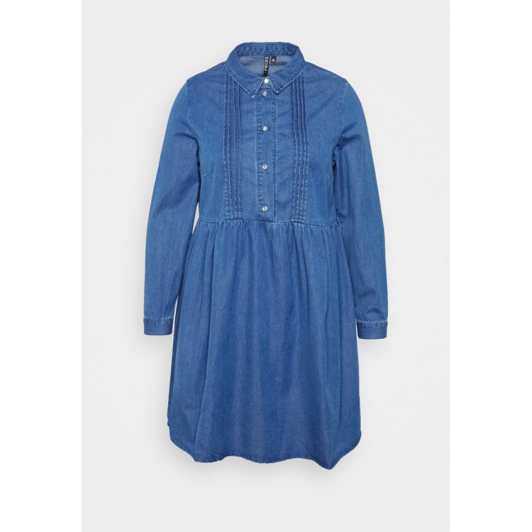 Kobiety DRESS | Pieces Curve PCHEVA SHIRT DRESS - Sukienka jeansowa - mazarine blue/niebieski - VJ98478