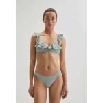 Kobiety BEACH TROUSER | OYSHO GINGHAM U CUT MID RISE - Dół od bikini - green/zielony - NB70418