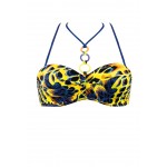 Kobiety BIKINI TOP | Feba Swimwear Góra od bikini - bardotka z push-up, zwierzęcy print/żółty - VM63507