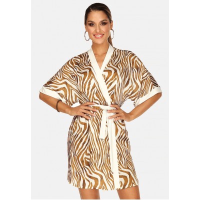 Kobiety BEACH_ACCESSORIES | Feba Swimwear Akcesoria plażowe - kimono   szlafrok   pasy zebry/brązowy - EN90531
