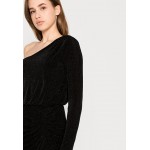 Kobiety DRESS | Forever New COREY ONE SHOULDER GLITTER DRESS - Sukienka koktajlowa - black/czarny - BB43882