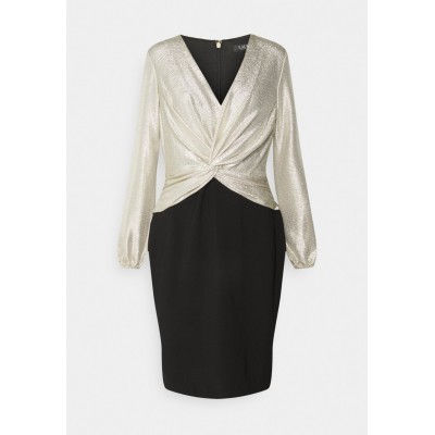 Kobiety DRESS | Lauren Ralph Lauren METALLIC JERSEY DRESS - Sukienka koktajlowa - black/beige/new gold/czarny - UP50592