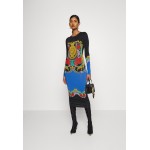 Kobiety DRESS | Versace Jeans Couture ORGANZINO PANEL SUNFLOWER GARLAND - Sukienka z dżerseju - black/czarny - TN03237
