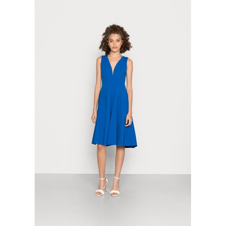 Kobiety DRESS | WAL G. EVA V NECK PLEATED MIDI DRESS - Sukienka koktajlowa - royal blue/granatowy - MB09416