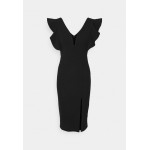Kobiety DRESS | WAL G. V NECK RUFFLE SLEEVE MIDI DRESS - Sukienka koktajlowa - black/royal blue/czarny - EP37894