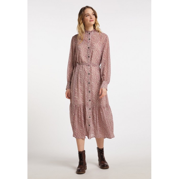 Kobiety DRESS | DreiMaster MIT ALLOVER-PRINT - Sukienka koszulowa - hellbeige beerenrot/beżowy - KX25621