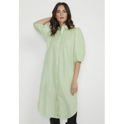 Kobiety DRESS | Kaffe KASTINE  - Sukienka koszulowa - white/green stripe/zielony - XX71725