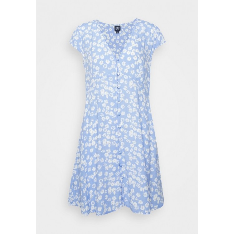 Kobiety DRESS | GAP CAP SLEEVE BUTTON FRONT - Sukienka letnia - blue floral/niebieski - UU67555