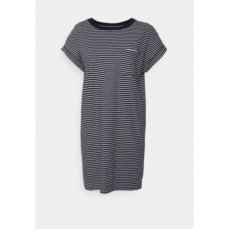Kobiety DRESS | GAP Petite POCKET TEE DRESS - Sukienka letnia - bold navy stripe/granatowy - KK05452