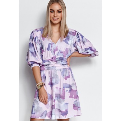 Kobiety DRESS | Makadamia MINI Z BUFIASTYMI RĘKAWAMI I ŚCIĄGACZEM - Sukienka letnia - purple / blue/fioletowy - YA50611