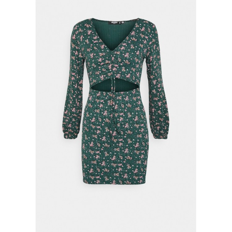 Kobiety DRESS | Missguided Petite CUT OUT TIE FRONT FLORAL DRESS - Sukienka letnia - green/czarny - UJ37021