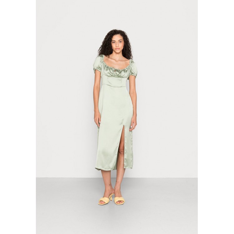 Kobiety DRESS | NA-KD SHORT PUFFY SLEEVE MIDI DRESS - Sukienka letnia - desert sage/zielony - MR17646