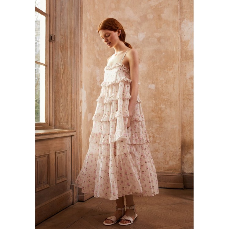 Kobiety DRESS | Needle & Thread BIJOU ROSE RUFFLE SUN DRESS - Sukienka letnia - moonshine/wisteria/mleczny - CK97753