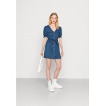 Kobiety DRESS | ONLY ONL DAISYPUFF BELT DRESS - Sukienka letnia - dark blue denim/ciemnoniebieski - ZE79177