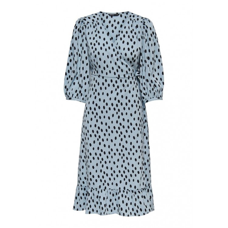 Kobiety DRESS | ONLY ONLOLIVIA WRAPMIDI DRESS - Sukienka letnia - blue fog aop:uneven dot/jasnoniebieski - PM03088