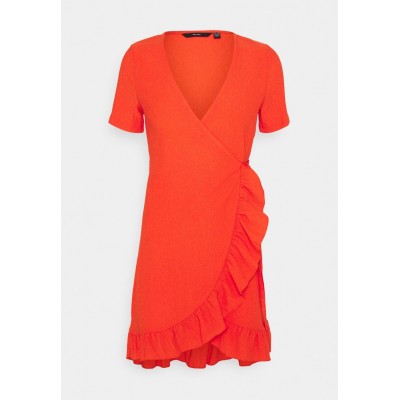 Kobiety DRESS | Vero Moda Petite VMHAYA SHORT DRESS - Sukienka letnia - spicy orange/czerwony - UW86293
