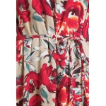 Kobiety DRESS | Vila VIDOTTIES MIDI DRESS - Sukienka letnia - humus with red flowers/beżowy - DD95428