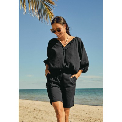 Kobiety SHIRT | Next BLEND TIE - Bluzka z długim rękawem - black/czarny - JS25035
