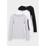 Kobiety T SHIRT TOP | Anna Field 3 PACK - Bluzka z długim rękawem - black/white/mottled light grey/czarny - CV67915