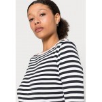 Kobiety T SHIRT TOP | edc by Esprit STRIPED SLEEVE TEE - Bluzka z długim rękawem - black/czarny - GW89089