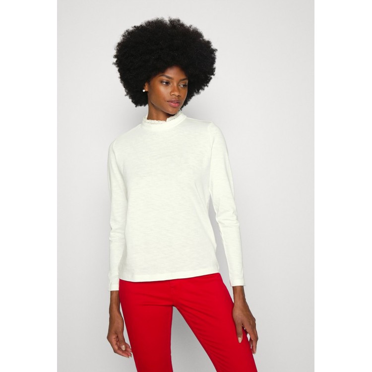 Kobiety T SHIRT TOP | Esprit COLLAR - Bluzka z długim rękawem - off white/czarny - SR56786
