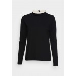 Kobiety T SHIRT TOP | Esprit LACE COLLAR - Bluzka z długim rękawem - black/czarny - EG54585