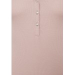 Kobiety T SHIRT TOP | Guess V NECK LOGO HENLEY TEE - Bluzka z długim rękawem - pink/taupe - ZR60087