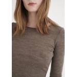 Kobiety T SHIRT TOP | InWear FANGIW - 100% WOOL - Bluzka z długim rękawem - brown melange/brązowy - AF42119