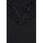 Kobiety T SHIRT TOP | Missguided TRIM CROP - Bluzka z długim rękawem - black/czarny - CC48545
