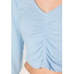 Kobiety T SHIRT TOP | NA-KD PAMELA REIF x NA-KD - DRAWSTRING DETAIL LONG SLEEVE - Bluzka z długim rękawem - dusty blue/niebieski - GN98421