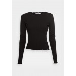 Kobiety T SHIRT TOP | NA-KD RIBBED DETAIL LONG SLEEVE - Bluzka z długim rękawem - black/czarny - JD24311