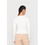 Kobiety T SHIRT TOP | NA-KD RIBBED DETAIL LONG SLEEVE - Bluzka z długim rękawem - gardenia/biały - DI38804