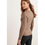 Kobiety T SHIRT TOP | Next LETTUCE EDGE - Bluzka z długim rękawem - brown/brązowy - VT80491