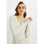 Kobiety T SHIRT TOP | Trendyol Bluzka z długim rękawem - beige/beżowy - FX75184