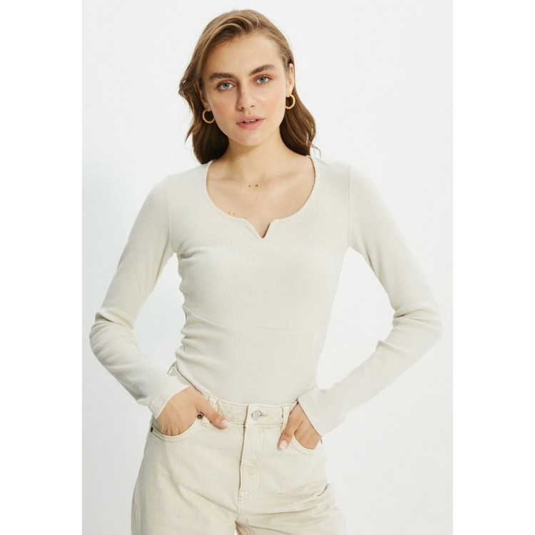 Kobiety T SHIRT TOP | Trendyol Bluzka z długim rękawem - beige/beżowy - FX75184