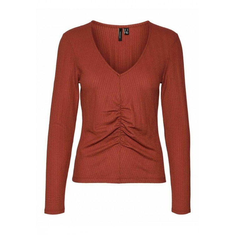 Kobiety T SHIRT TOP | Vero Moda GERAFFTES - Bluzka z długim rękawem - marsala/koniakowy - GL90153