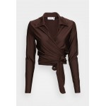 Kobiety T SHIRT TOP | Weekday IRIS WRAP LONGSLEEVE - Bluzka z długim rękawem - brown/brązowy - JB10868