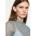 Kobiety T SHIRT TOP | Weekday LINE PRINTED LONGSLEEVE - Bluzka z długim rękawem - turquoise paint/zielony - DD52659